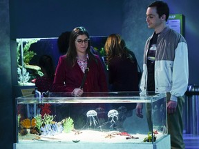 Sheldon and Amy (Parsons, Bialik) move their relationship to a new level in an episode that was taped Wednesday, Nov. 18, 2015, in Burbank, Calif., to air in December. (Monty Brinton/CBS)