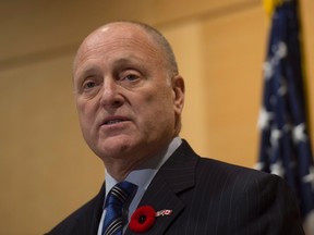 U.S. Ambassador to Canada Bruce Heyman speaks to media at the U.S. Embassy in Ottawa on Friday, November 6, 2015. THE CANADIAN PRESS/Sean Kilpatrick