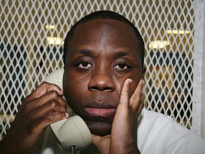 Condemned Texas inmate Raphael Holiday is photographed Oct. 28, 2015, during an interview outside death row at the Texas Department of Criminal Justice Polunsky Unit near Livingston, Texas. Holiday, 36, was executed Nov. 18, 2015, for the September 2000 deaths of his 18-month-old daughter, Justice, and her half-sisters, Jasmine DuPaul, 5, and Tierra Lynch, 7. He was convicted of setting a fire that killed the three children at their home in Madison County, Texas. (AP Photo/Michael Graczyk)