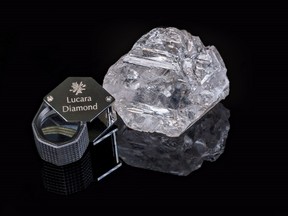 An 1,111-carat diamond is shown in this undated handout photo. A Vancouver mining company says it has found one of the world's largest diamonds at its Karowe Mine in Botswana. THE CANADIAN PRESS/HO - Lucara Diamond Corp., Lucian Coman