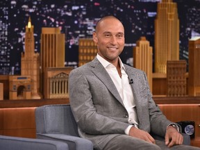Derek Jeter Visits "The Tonight Show Starring Jimmy Fallon" at Rockefeller Center on October 2, 2014 in New York City.   Theo Wargo/NBC/Getty Images for "The Tonight Show Starring Jimmy Fallon"/AFP