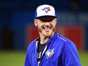 Josh Donaldson #20 of the Toronto Blue Jays reacts prior to game five of the American League Championship Series between the Toronto Blue Jays and the Kansas City Royals at Rogers Centre on October 21, 2015 in Toronto, Canada.   Harry How/Getty Images/AFP
