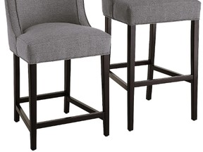 A bar stool has a 75-cm seat, while a counter stool is shorter, with a 66-cm seat.