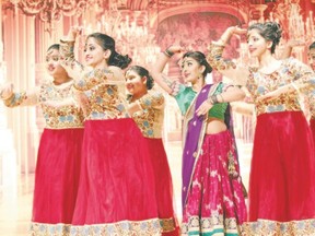 Suzanne Aranha (with blue sash) stars as Chandramukhi in Devdas, a fundraiser for the Ekal Vidyalaya Foundation of Canada on stage at Sir Frederick Banting secondary school Sunday. (Irfan Ali, Special to Postmedia News)