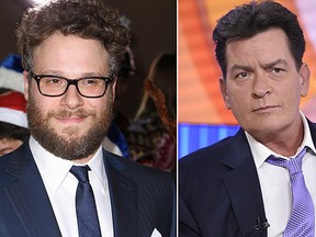 Seth Rogen and Charlie Sheen. (WENN.COM and Reuters file photos)
