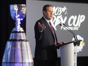 Grey Cup Festival president Jason Smith announces the lineup for Grey Cup festivities week during a press conference in June.
