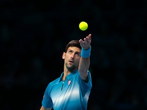 Serbia's Novak Djokovic in action during his match against Spain's Rafael Nadal. (Reuters/Suzanne Plunkett)