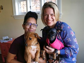 Nicole Lessard, left, and Carly Werle founded Dire Woofs Dog Rescue, a group that saves dogs from pounds in the U.S. and finds homes for them in Canada. (Michael Peake/Toronto Sun)