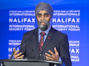 Defence Minister Harjit Singh Sajjan fields question at the opening of the Halifax International Security Forum on Thursday, Nov. 19, 2015. THE CANADIAN PRESS/Andrew Vaughan
