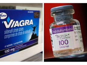 A box of Pfizer drug Viagra and a bottle of Allergan product Botox are seen in a combination of file photos.   REUTERS/Mark Blinch/Shannon Stapleton/Files