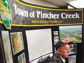 Resident Hugh Dunham attends the towns trail and pathway open house on Monday, Nov. 16, 2015. John Stoesser photo/Pincher Creek Echo