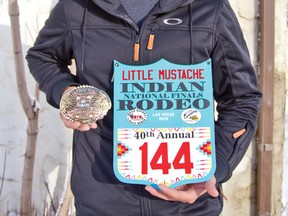 Otys Little Mustache won second overall in steer wrestling at the Indian Nationals Final Rodeo on the weekend of Nov. 7, 2015. Jocelyn Doll photo/Postmedia Network