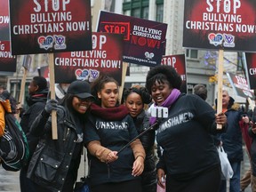 An image from the Stop Bullying Christians Rally at Dundas Square in Toronto on Nov. 21. (VERONICA HENRI, Toronto Sun)
