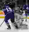 Toronto Maple Leafs Joffrey Lupul (19) gives Boston Bruins Tuukka Rask (40) a snow job during the third period. Bruins win 4-3 after a shootout ACC in Toronto on Monday November 23, 2015. Jack Boland/Toronto Sun/Postmedia Network