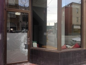 Scene of break in and arson at Black George restaurant on Talbot St. #ldnont -- Twitter.com/OBrienatLFPress