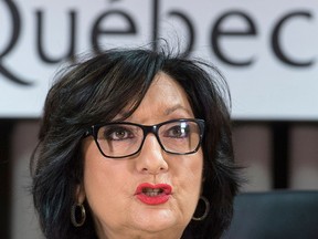 Superior Court Justice France Charbonneau speaks at a press conference after the findings of her report that looked into corruption in Quebec's construction industry were released, Tuesday, Nov. 24, 2015 in Montreal. THE CANADIAN PRESS/Paul Chiasson