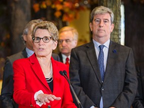 Ontario Premier Kathleen Wynne and Environment Minister Glen Murray talk Tuesday about their new provincial climate change strategy. (ERNEST DOROSZUK, Toronto Sun)