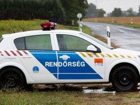 A Hungarian police car. (AP Photo/Darko Bandic)