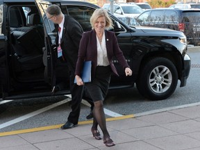 Alberta Premier Rachel Notley arrives at the First Ministers meeting at the Canadian Museum of Nature in Ottawa on Monday, Nov. 23, 2015. THE CANADIAN PRESS/Sean Kilpatrick