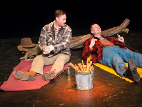 Andre Cormier plays George Milton and Rob Deman is Lennie Small in Of Mice And Men, which runs until Dec. 5 at the Grand Theatre?s McManus Studio. (CRAIG GLOVER, The London Free Press)