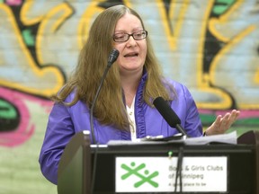 Shelley Sauve at the launch of the 2015 Child and Family Poverty Report Card.