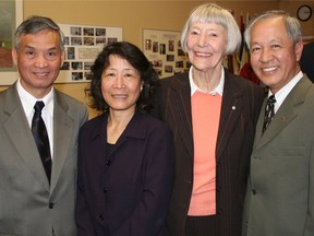 Can Le (left), wife Vivian, former Ottawa mayor Marion Dewar (founder of Project 4000) and Tuan Phung at the Vietnamese Canadian Centre in 2012. (Ottawa Sun Files)