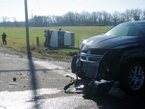 Oxford OPP are investigating a crash at Otterville Road and Highway 59 Wednesday that sent two people to hospital. (HEATHER RIVERS, Sentinel-Review)