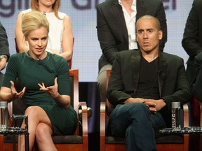 Actors Amanda Schull and Kirk Acevedo speak onstage at the '12 Monkeys'' panel during the NBCUniversal Syfy portion of the 2014 Summer Television Critics Association at The Beverly Hilton Hotel on July 14, 2014 in Beverly Hills, California. A crew from the Toronto-based television production will be filming scenes this week at Imperial Oil in Sarnia. (Frederick M. Brown/Getty Images/AFP)