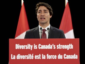 Prime Minister Justin Trudeau delivers a speech at Canada House in central London on November 25, 2015. (AFP PHOTO / NIKLAS HALLE'N)