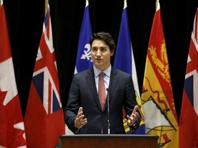 Canada's Prime Minister Justin Trudeau speaks during the First Ministers' meeting in Ottawa, Canada November 23, 2015. REUTERS/Chris Wattie