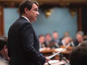 Quebec Opposition Leader Pierre-Karl Peladeau questions the government, Tuesday, November 24, 2015 at the legislature in Quebec City. THE CANADIAN PRESS/Jacques Boissinot