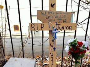 A memorial at 340 Lacasse Avenue where 41-year-old Dady Junior Jean was shot to death on Nov. 15. 
Errol McGihon/Ottawa Sun