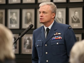 Tim Miller/The Intelligencer
CFB Trenton commanding officer, Col. Colin Keiver, speaks to Hastings County council on Thursday in Belleville. Keiver provided an overview of base operations and expressed gratitude for the support it receives from local municipalities.