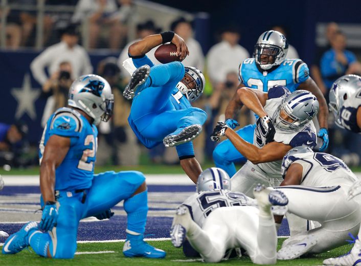 Carolina Panthers still perfect, Romo hurt again in 33-14 Dallas loss