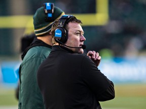 Eskimos DE Odell Willis points to what head coach Chris Jones has accomplished in two years, saying that alone should earn him coach of the year honours. (Codie McLachlan, Edmonton Sun)