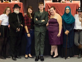 Submitted photo: The cast and crew of the play Murder at the Banquet pose for a picture during a recent rehearsal. The murder-mystery will hit the stage on Nov. 28-29 at the Wallaceburg Museum Jeanne Gordon Theatre. This will be the first performance for the Glasstown Players theatre group.