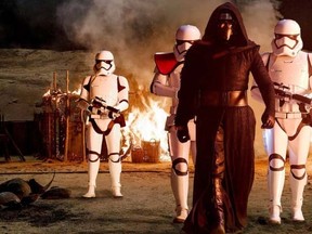 A new, minute-long spot for "The Force Awakens," features a better look at Adam Driver's villainous Kylo Ren. (Courtesy of Disney)