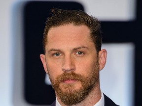 Tom Hardy at the world premiere of the film "Legend" at the Odeon Leicester Square in London, Oct. 22, 2015. (Joe/WENN.COM)