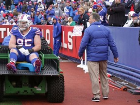 Kyle Williams of the Buffalo Bills is carted off the field after being injured against the Cincinnati Bengals at Ralph Wilson Stadium on October 18, 2015 in Orchard Park, N.Y. (Brett Carlsen/Getty Images/AFP)
