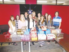 My Sisters? Place is seeking shoebox-sized gifts, like these given out at the last year?s Christmas luncheon, for its clients and other women in need. (Special to The Free Press)