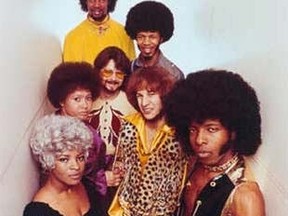 Clockwise from top: Larry Graham, Freddie Stone, Gregg Errico, Sly Stone, Rose Stone, Cynthia Robinson, and Jerry Martini from Sly and the Family Stone are pictured in this 1969 photo. (Handout)
