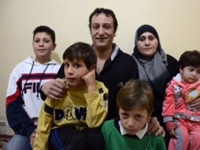 Syrian refugees Wael and Ammoun Bakkar, with their children Abdul, 12, Rahman, 9, Mohammad, 7, and Larin, 2
(Shabeeb Mahmoud, CARE Canada)