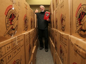 Sylvain Champagne, area logistics co-ordinator for Operation Christmas Child, stands in a room packed full of boxes of shoe-boxes bound for Latin America in Belleville's Maranatha Church on Friday November 27, 2015 in Belleville, Ont. The shoe-boxes contain donated items such as hygiene items, clothes, school supplies, and toys for children impacted by war, poverty and natural disasters. Tim Miller/Belleville Intelligencer/Postmedia Network