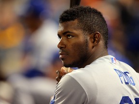 Dodgers right fielder Yasiel Puig is under investigation by Major League Baseball after he was involved in an alleged altercation at a Miami bar that involved his sister. (Brad Penner/USA TODAY Sports)