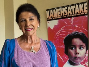 Filmmaker Alanis Obomsawin is seen in her office at the National Fim Board of Canada, Thursday, July 2, 2015 in Montreal. Twenty-five years after her team shot the documentary, "Kanehsatake: 270 Years of Resistance," filmmaker Alanis Obomsawin describes how Warriors behind the barricades thought there was going to be a massacre. THE CANADIAN PRESS/Ryan Remiorz