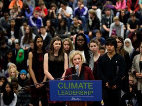 Premier Alberta Premier Rachel Notley speaks  about the Province's climate leadership plan at Queen Elizabeth High School, in Edmonton, Alta. on Wednesday Nov. 25, 2015. David Bloom/Edmonton Sun/Postmedia Network