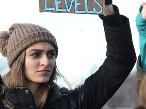Ella Mornin attends a climate change demonstration in Sault Ste. Marie, Ont., on Sunday, Nov. 29, 2015. (BRIAN KELLY/THE SAULT STAR/POSTMEDIA NETWORK)