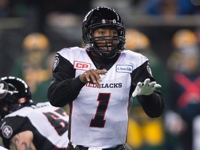 Ottawa RedBlacks' quarterback Henry Burris makes a call during the second half of the 103rd Grey Cup in Winnipeg, Man. Sunday, Nov. 29, 2015. THE CANADIAN PRESS/Ryan Remiorz