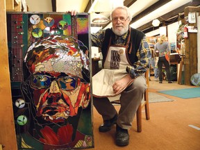 John Lappa/Sudbury Star
Hadyn Butler shows one of his stained glass projects at the Plant Place Stained Glass in Sudbury in this file photo.