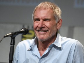 Harrison Ford attends Lucasfilm's "Star Wars: The Force Awakens" panel on day 2 of Comic-Con International on Friday, July 10, 2015, in San Diego, Calif. (Richard Shotwell/Invision/AP)